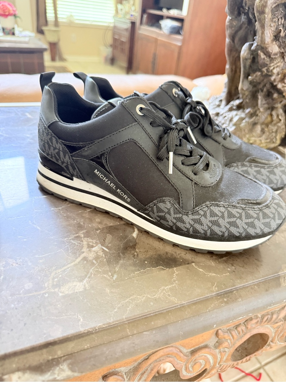 Michael Kors Women’s Black MK Logo Low-Top Sneakers